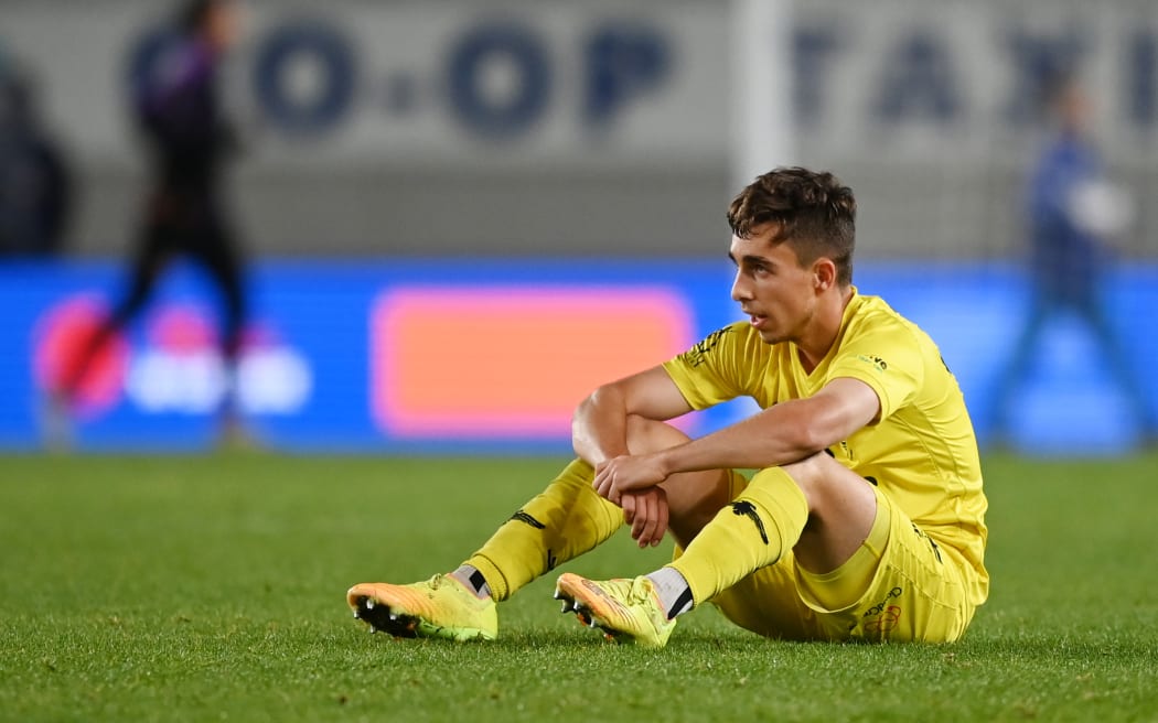 Sam Sutton for the Wellington Phoenix following their match with the Perth Glory at Eden Park in 2021.