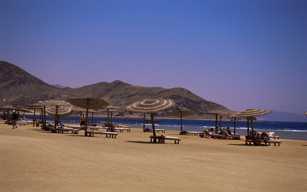 The beach at Taba Heights, Gulf of Aqaba, Red Sea, Sinai, Egypt, North Africa, Africa.