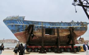 Barca Nostra - recovered shipwreck in which hundreds of migrants drowned