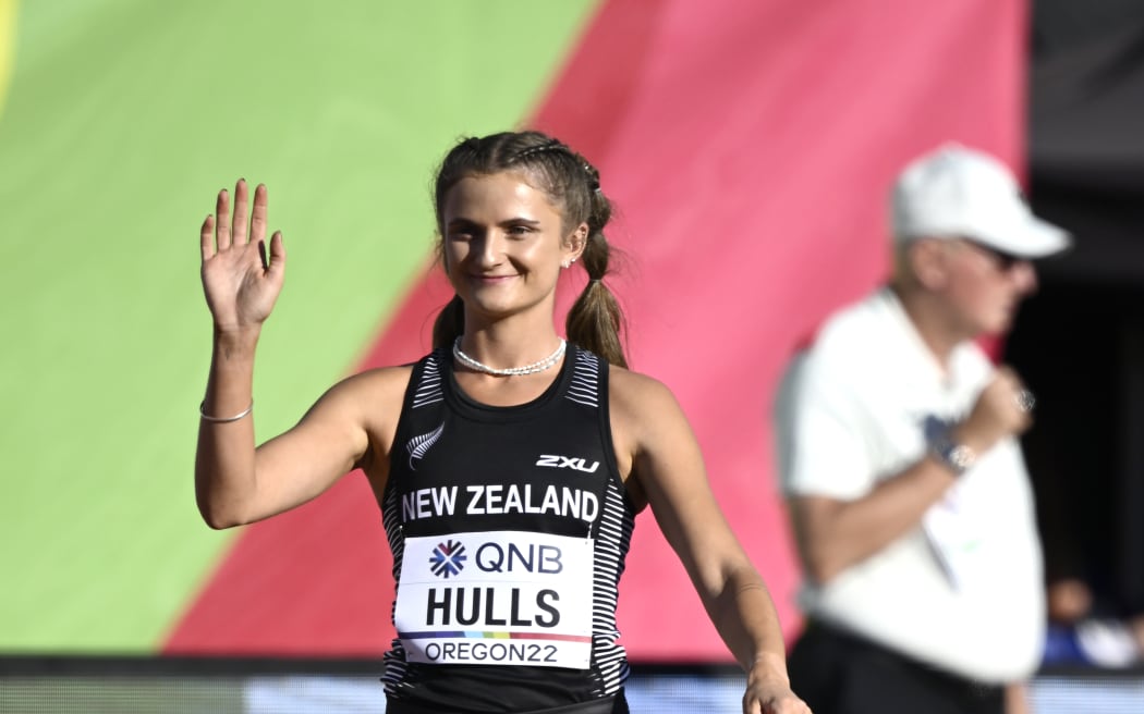 Georgia Hulls of New Zealand during the heats of the women's 200m at the World Athletics Championships in Oregon, USA on Monday 18 July 2022. Mandatory photo credit: Tsutomu Kishimoto / www.photosport.nz