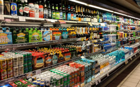 Kona, Hawaii - October 19, 2018: Beer, water, and Liquor for sale Inside ABC Store.