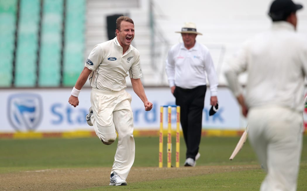New Zealand bowler Neil Wagner in action during the first cricket test match against South Africa at the Sahara Cricket stadium in Durban.