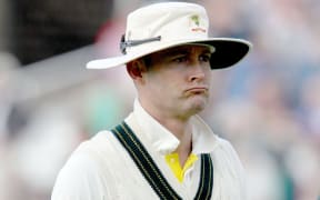 Michael Clarke at the end of the disastrous 1st day of the 4th Ashes Test, 2015.