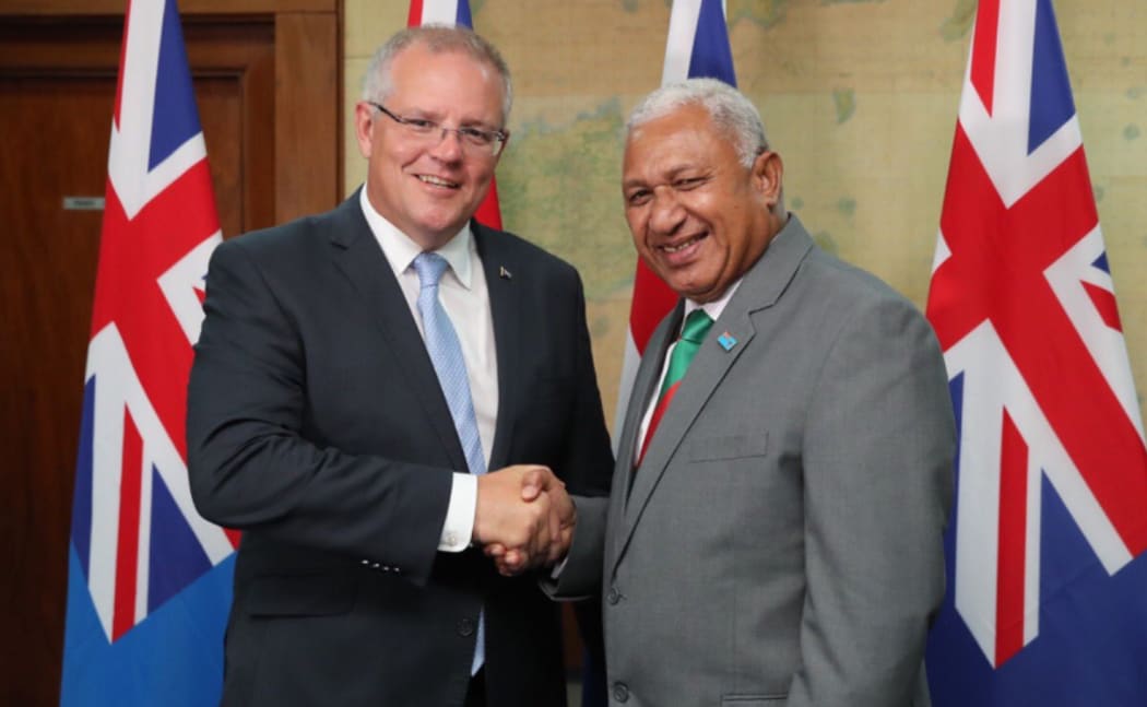 Scott Morrison and Frank Bainimarama in Fiji