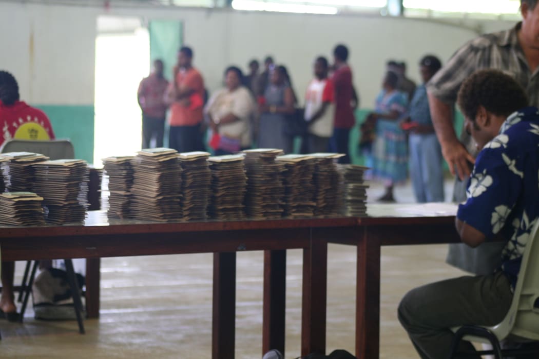 Stacks of voting cards for Vanuatu's 2012 elections