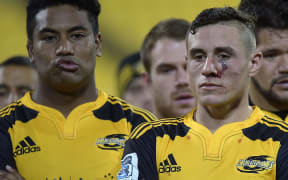 TJ Perenara and Julian Savea dejected in defeat