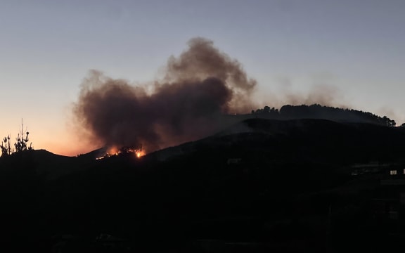 The Port Hills fire burning on Thursday morning 15 February 2024.