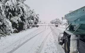 The Haast Pass this morning covered in snow.