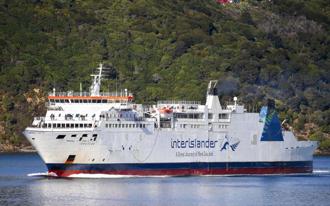 WELLINGTON, NEW ZEALAND - JULY 14: An Interislander ferry sails through Marlborough Sounds on July 14, 2020 in Picton, New Zealand. With international borders still closed due to the COVID-19 pandemic, local businesses and operators are hoping domestic tourists will travel to the region now that coronavirus restrictions have lifted across New Zealand.  (Photo by Hagen Hopkins/Getty Images)