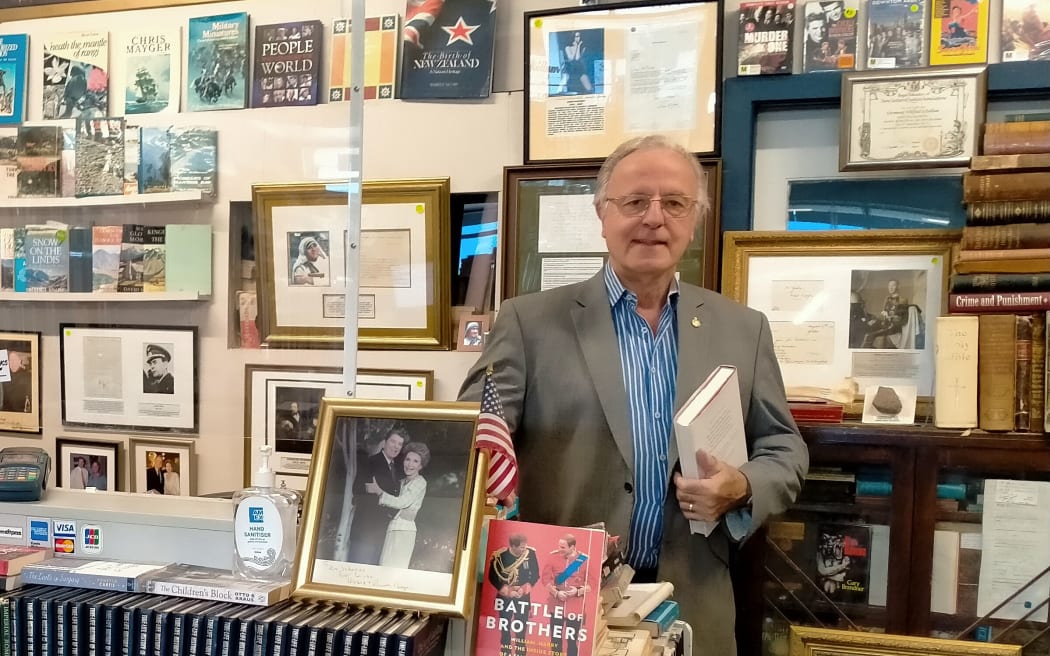Des Schollum in his pre-loved book store, House of Books.