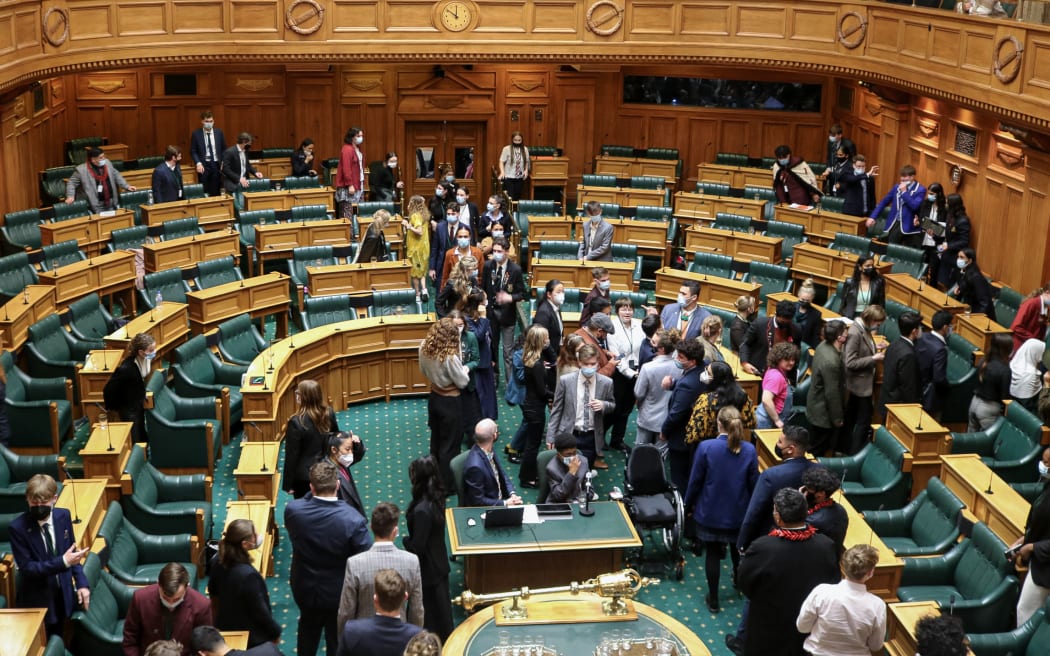 Youth MPs during the personal vote on the mock bill at Youth Parliament 2022.