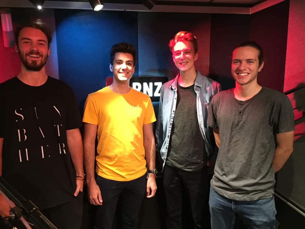 Max Earnshaw and his band at RNZ - 21 March 2019