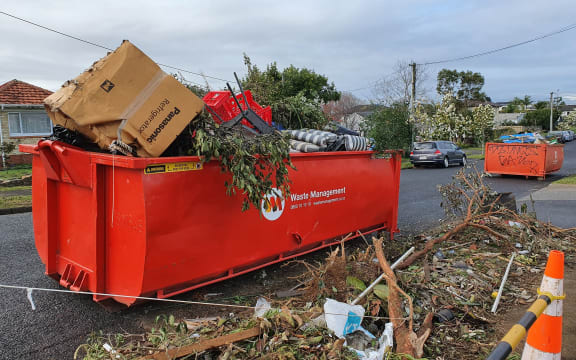 Tornado damage on Hayward Road in Papatoetoe, Auckland.