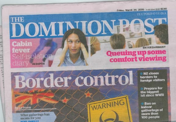 The DomPost reporting the unprecedented border closure on Friday.