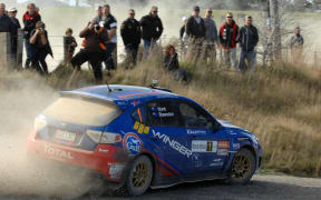 Ben Hunt from Auckland with his co-driver Tony Rawstorn in their Subaru Impreza.