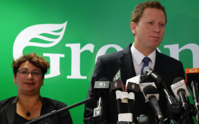 Metiria Turei and  Russel Norman at this morning's press conference.