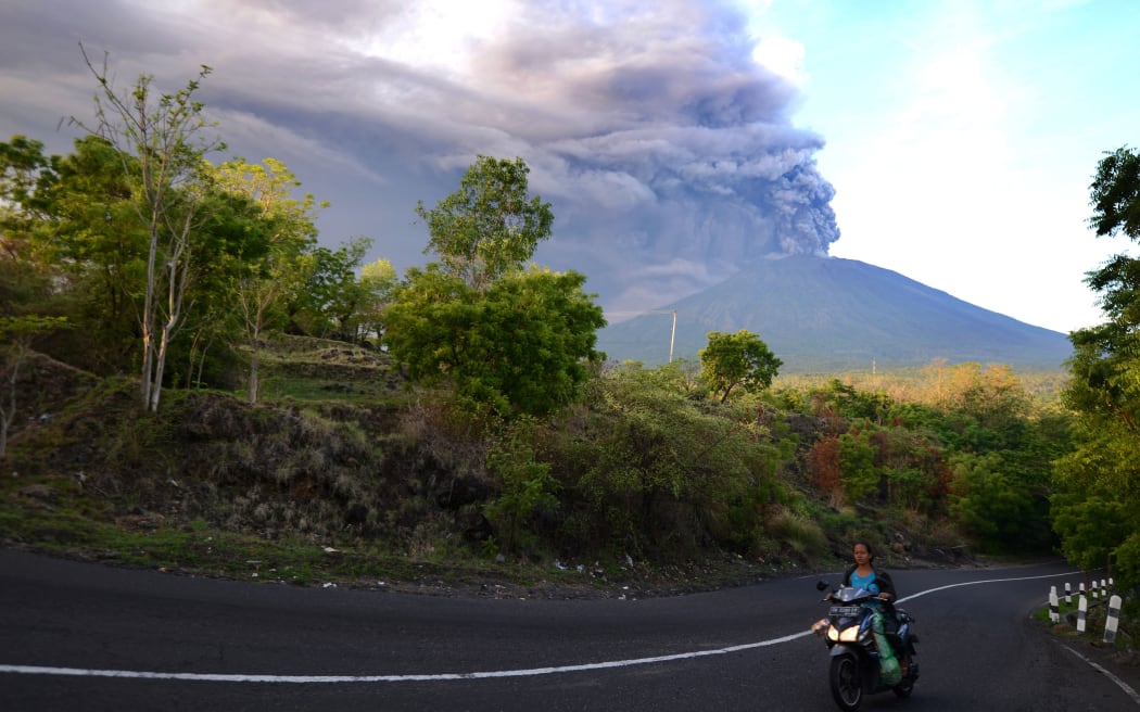 Mount Agung erupts on Indonesia's resort island of Bali.