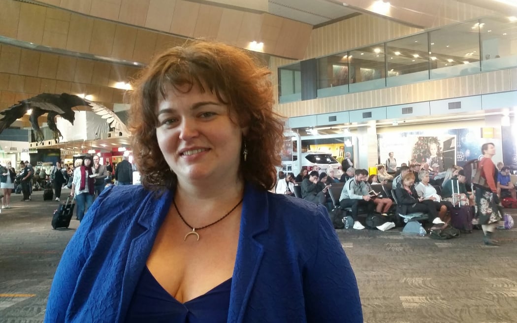 Chantelle Gerrard is philosophical about the delay at Wellington Airport caused by fog.