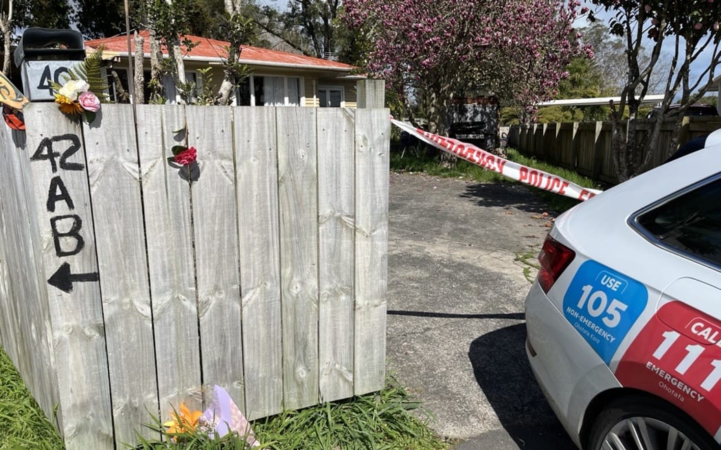 Flowers have been left at the house in Bader, Hamilton where a young boy was fatally injured on 1 September 2024. Photo / Natalie Akoorie