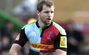 Nick Evans of Harlequins in action against the Exeter Chiefs at Twickenham Stoop, 2015.
