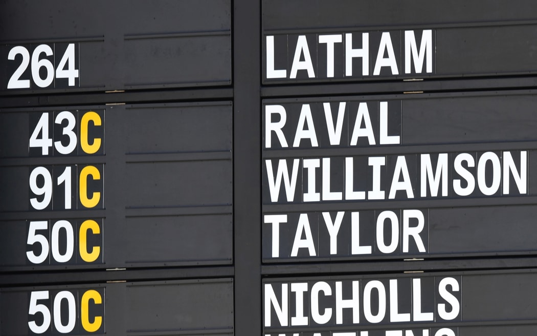 Tom Latham 264 not out on the scoreboard on Day 3 of the first cricket test. New Zealand Black Caps v Sri Lanka. Basin Reserve, Wellington, New Zealand. Monday 17 December 2018 © Copyright photo: Andrew Cornaga / www.photosport.nz