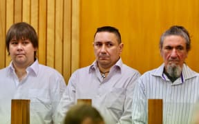 (from left) Mathew Thomas Madams, Kevin Roy Madams, and Tyrone Peter Madams, on trial for the murder of Craig Rippon.