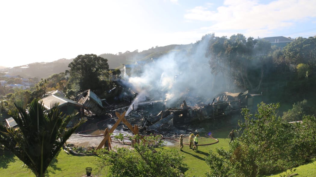 Tapu Te Ranga Marae after a fire last night.