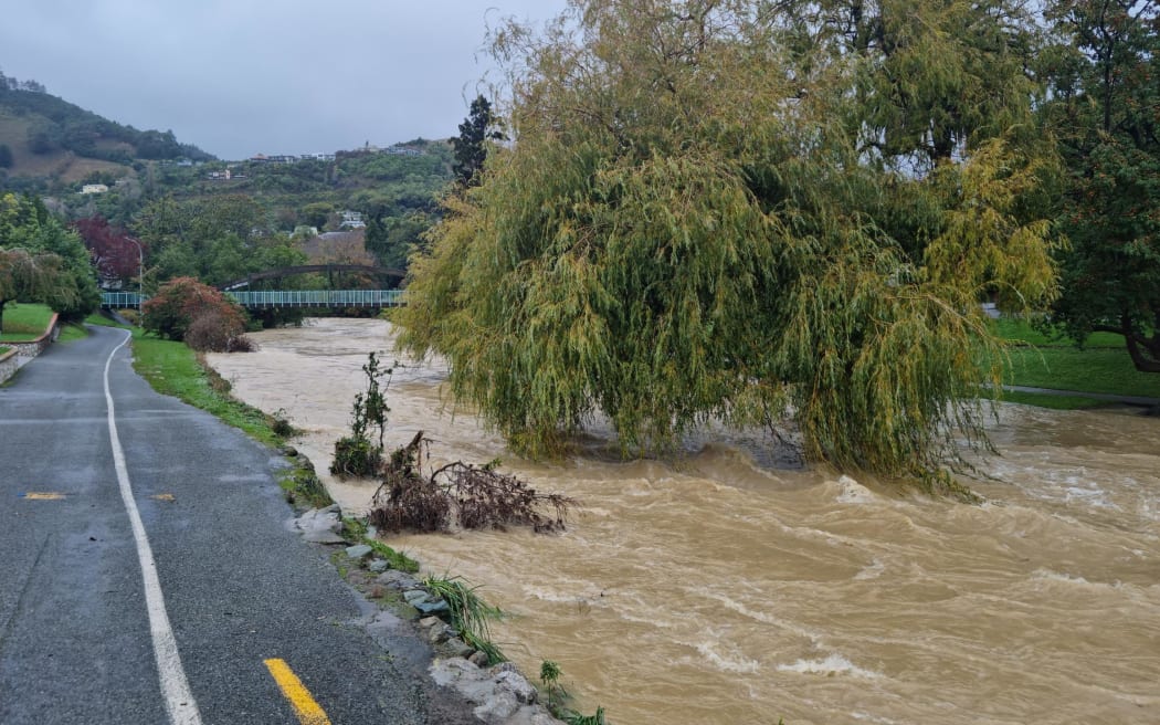The swollen Maitai River in Central Nelson.