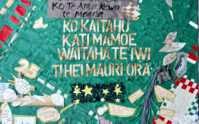 Whenua Hou Predator Free Committee banner by Dunedin artist Janet de Wagt.