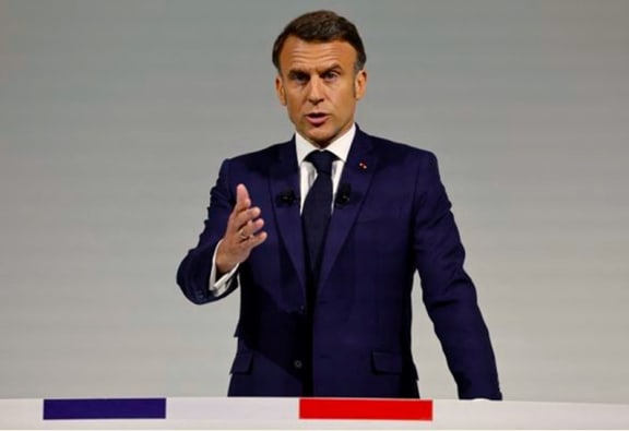 Emmanuel Macron holding a press conference on Wednesday 12 June 2024 in Paris