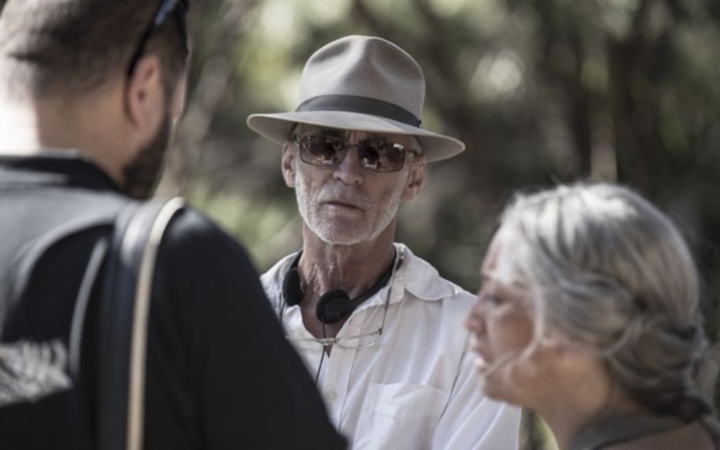 Lee Tamahori with Nancy Brunning on the set of Mahana