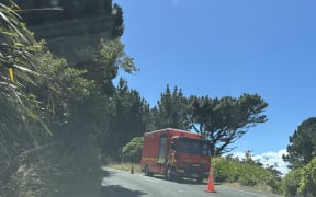 Two fire trucks can be seen on Hirohito Road.