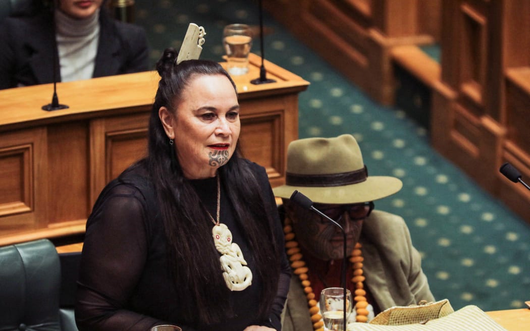 The first reading of the Treaty Principles Bill in Parliament on 14 November 2024. Pictured: Debbie Ngarewa-Packer