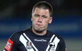 The Roosters NRL player Shaun Kenny-Dowall playing for the Kiwis.