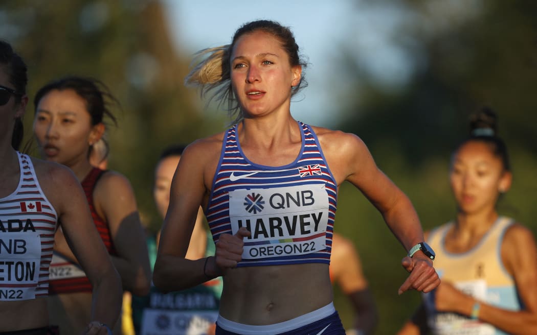 Rose Harvey of Team Great Britain competes in the women's marathon at the World Athletics Championships in Oregon in 2022.