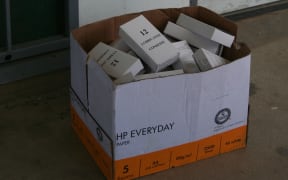 Box of condoms in Papua New Guinea.