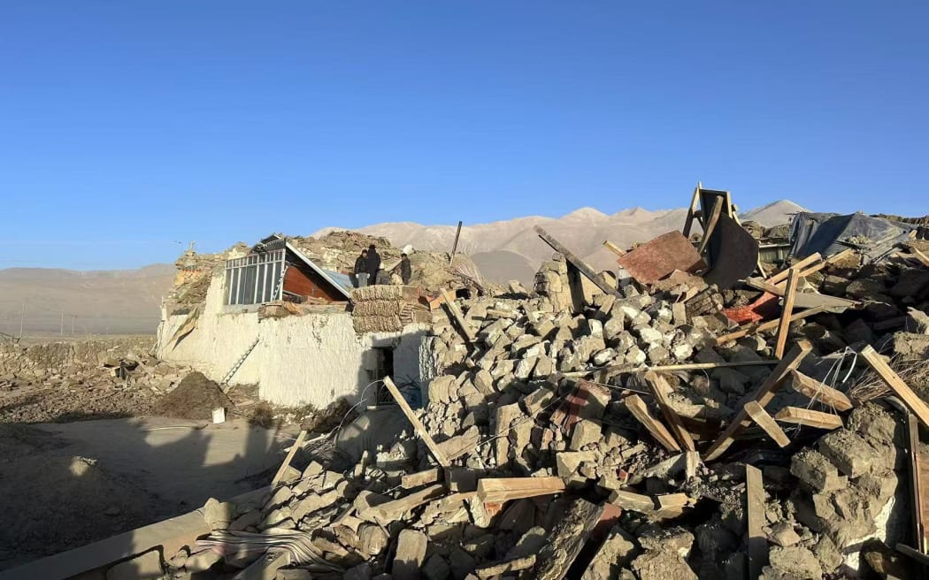 Houses collapsed in Tonglai Village, in southwest China's Xizang region, on 7 January 2025.