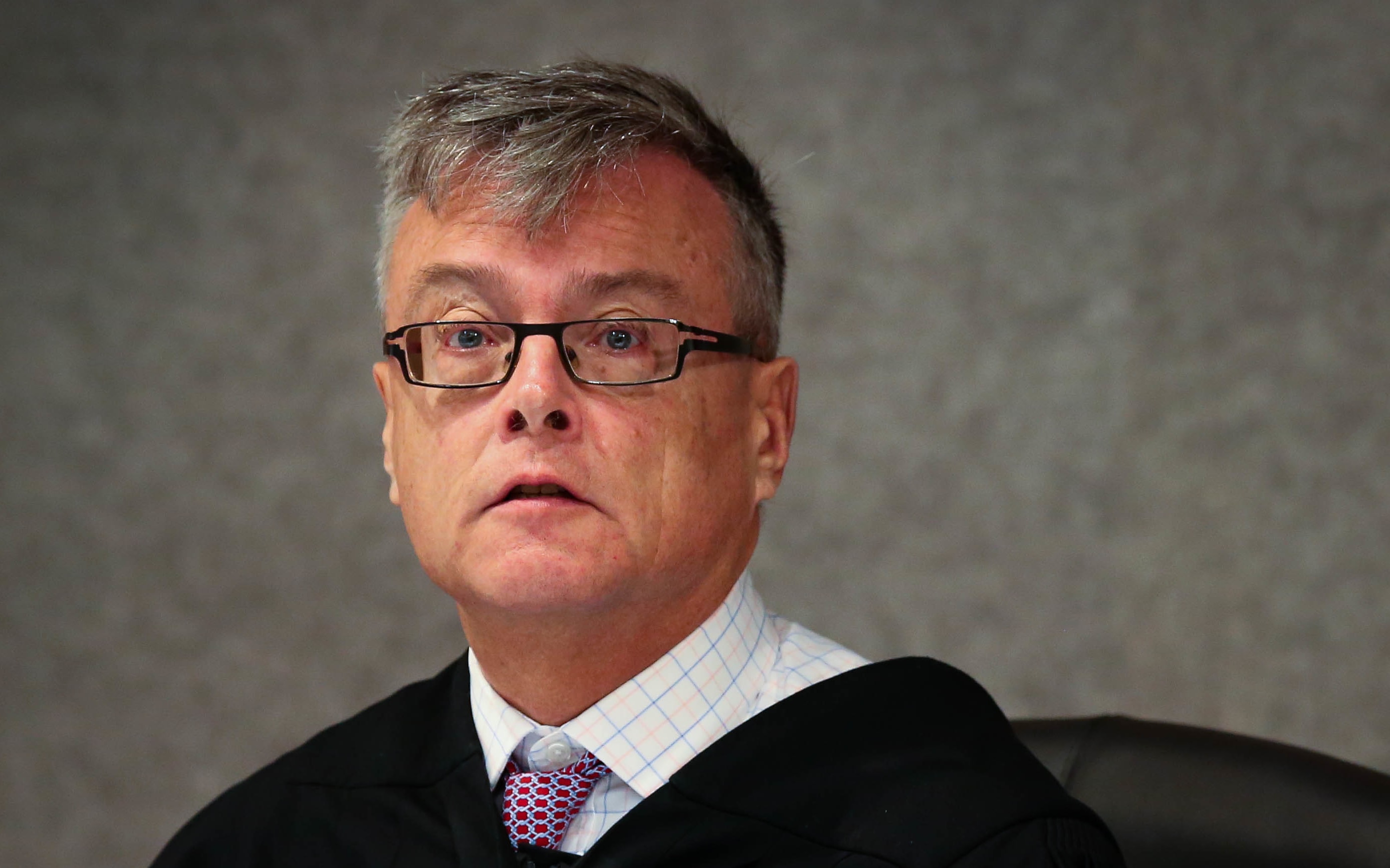 Judge Bill Hastings at the sentencing of CentrePort after the death of Mark Samoa.