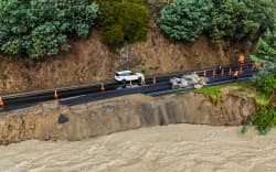 Crews are actively working on repairs to State Highway 1 leading to Kaikōura that was badly damaged in a severe weather event this week. Pic taken 9 July 2026.