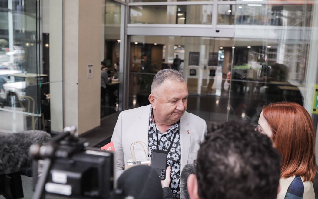 NZ First's second-ranked candidate Shane Jones after emerging from the Treasury offices, as negotiations for forming a government with National and ACT continue.