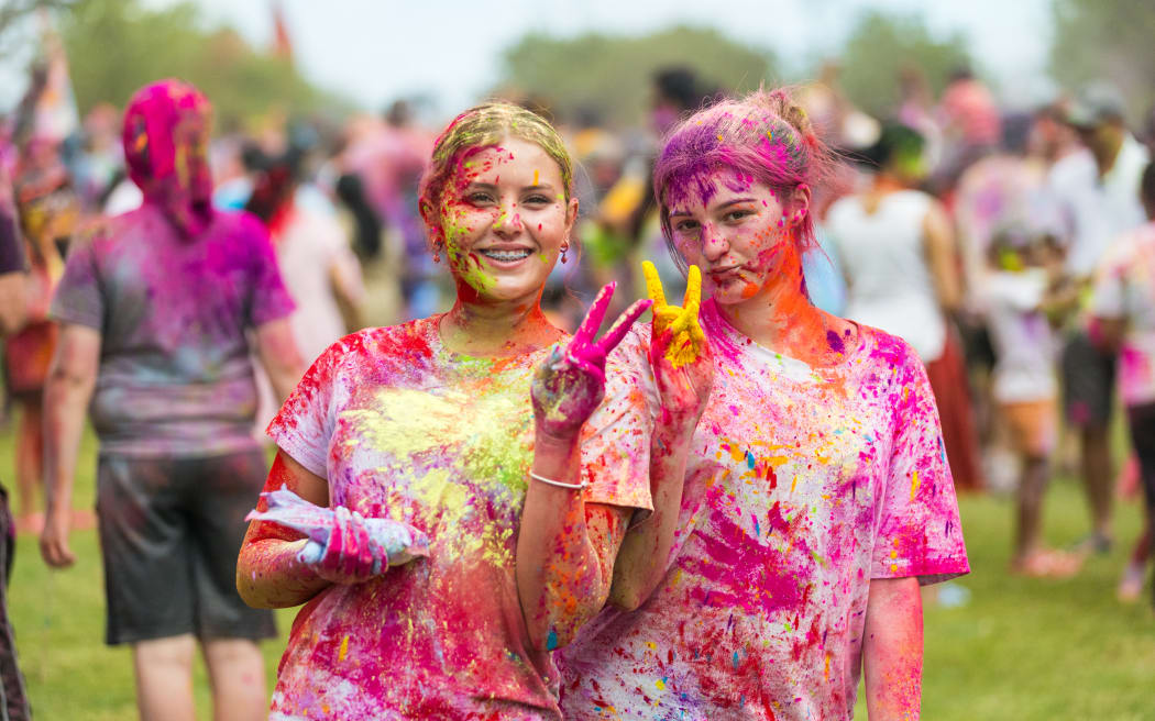 Thousands attended Krisha Holi in Kumeu, Auckland.