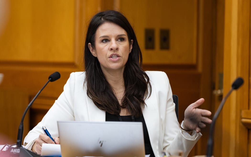 National Party MP Erica Stanford asking questions in Select Committee during the 2023 Estimates Hearings.
