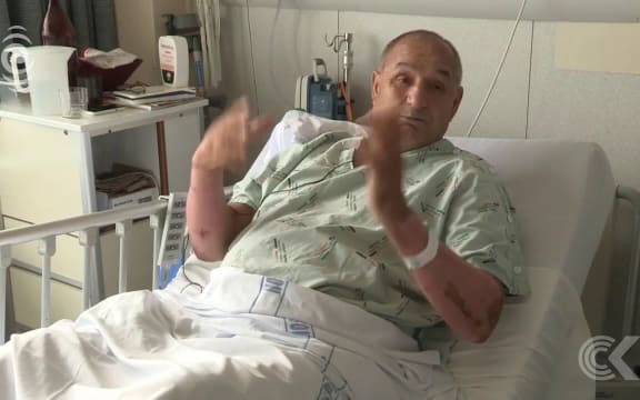 Man on the mend after driving flaming caravan away from neighbours