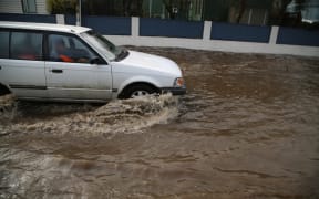 Flooding on Beachcroft Avenue, Auckland, June 29, 2016