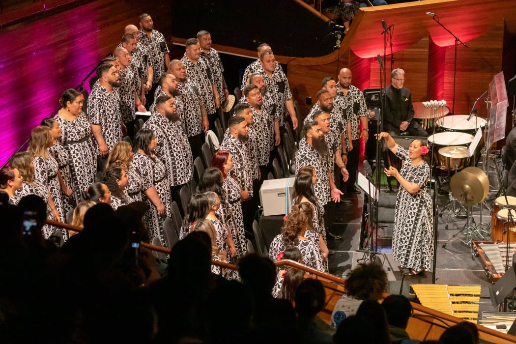 Signature Choir and the New Zealand Symphony Orchestra perform Mana Moana at the Michael Fowler Centre, Wellington. 1 December 2022.
