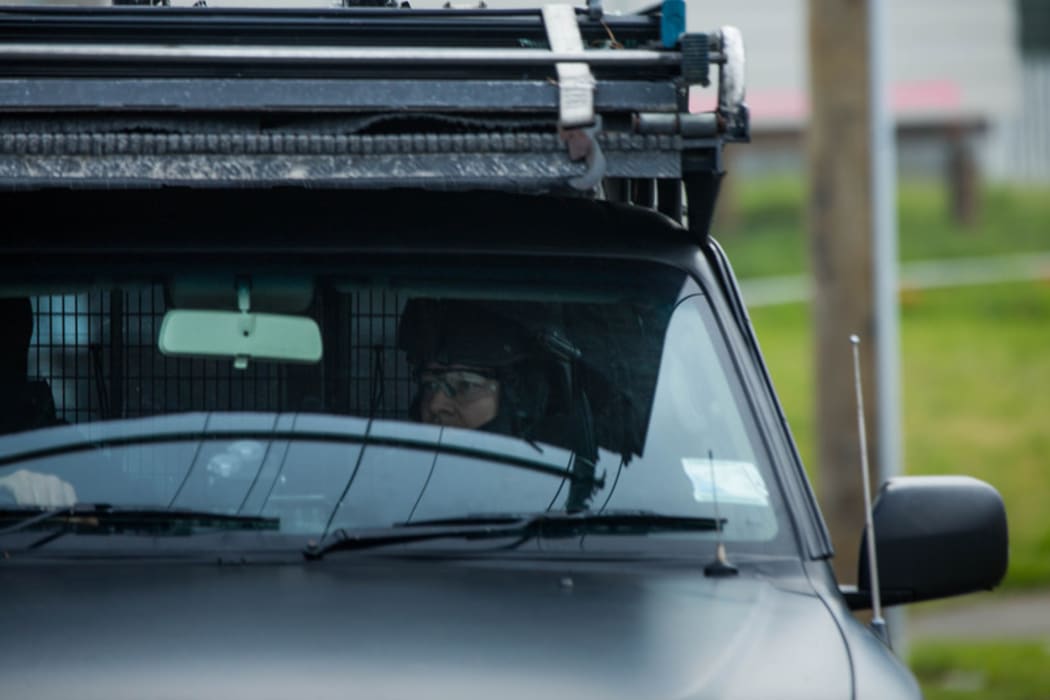 Armed Offenders Squad vehicle leaving an incident in South Auckland. 6 July 2016.