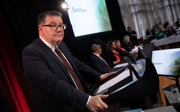 Finance Minister Grant Robertson announcing the Budget 2023.