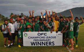 Lupe Ole Soaga celebrate winning the OFC Champions League Preliminary in October.