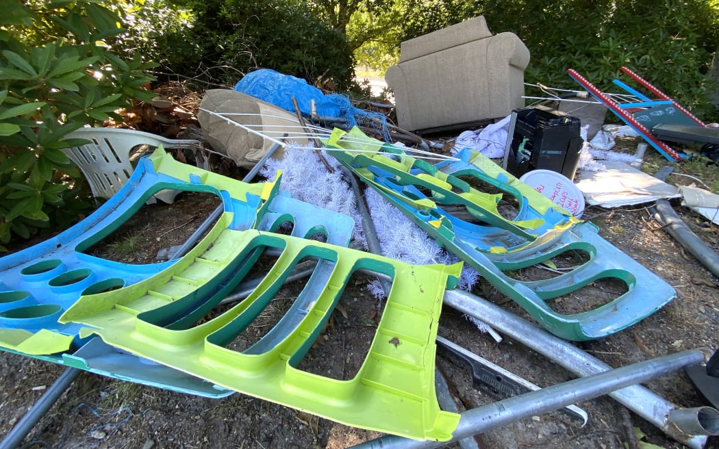 Rubbish found dumped near the Rotorua International Stadium on Monday.