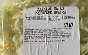 A coleslaw with some unusual ingredients that was spotted in a West Coast supermarket.